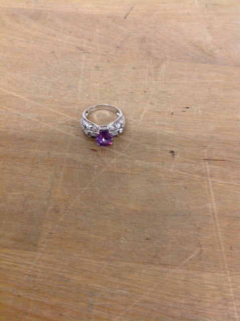 Ring- Silver Purple Stone Paive