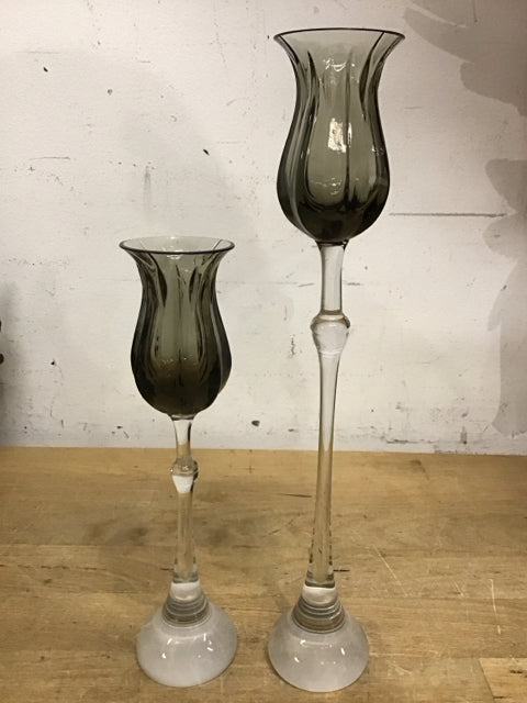 Set Of 2 "Tulipa" By Rosenthal Candlesticks 7.5" & 10"