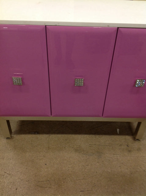 Cabinet- Pink Lacquer Stone Top 3 Door
