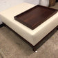 Cream Vinyl Wood Base Storage Ottoman W/Tray