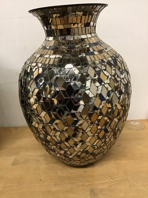 16" Mirrored Mosaic Vase