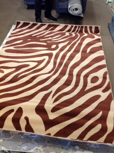 5'x7.5' Brown/Tan Zebra Stripe Design Rug