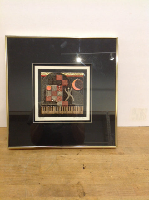 15" Sq Framed Steve Charles S/N Mixed Media Print