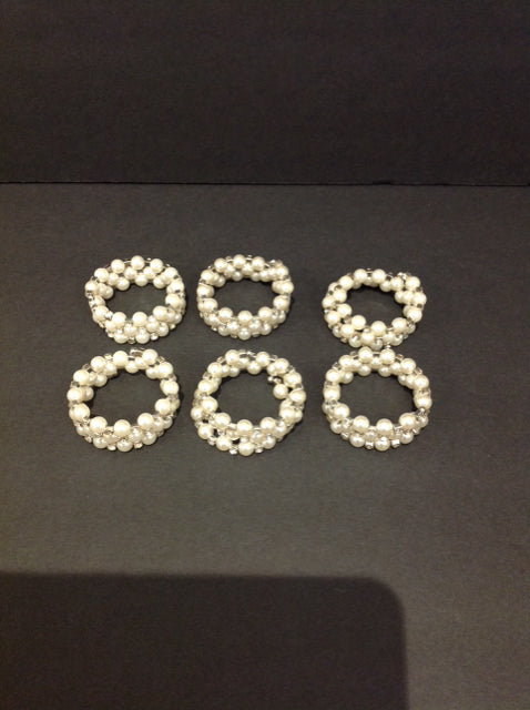 Set/6 Faux Pearl Napkin Rings