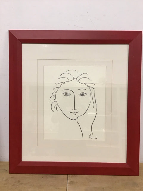 34.5"x33" "Face Sketch II" By Pablo Picasso