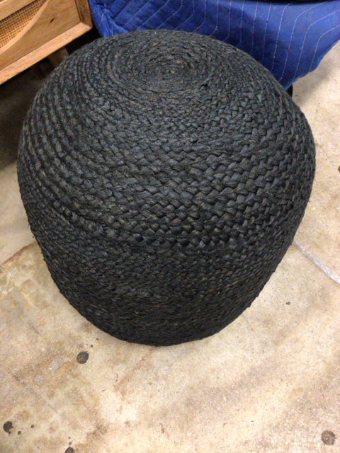 Charcoal Woven Pouf