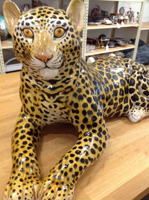 36" Ceramic Leopard Statue