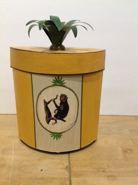 Metal Handpainted Monkey Canister w/Finial
