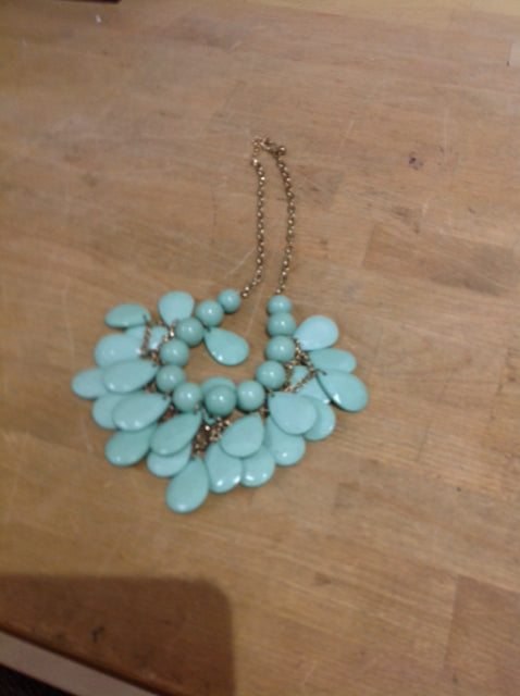 Necklace- Gold Green Stones