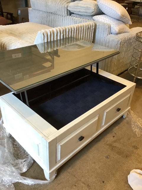 50x30 Glass Top Ashley Bolanburg Lifting Coffee Table
