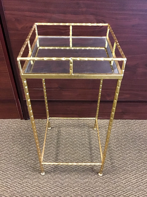 16"x12"x12 Gold Mirrored Plant Stand