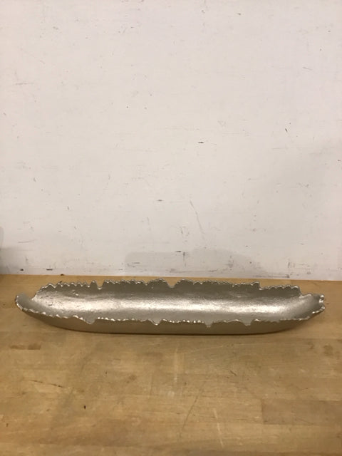 21" Silver Metal Cut Bowl