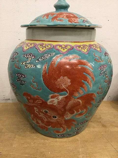 12" Famille Rose Style Dragon Ginger Jar