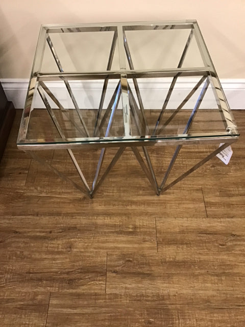 Chrome W/Glass End Table