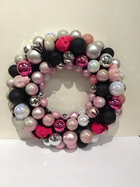 Pink/Black Spider Wreath