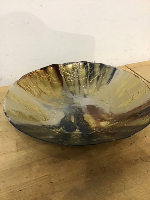 15.5" Gold Leaf Decorative Bowl