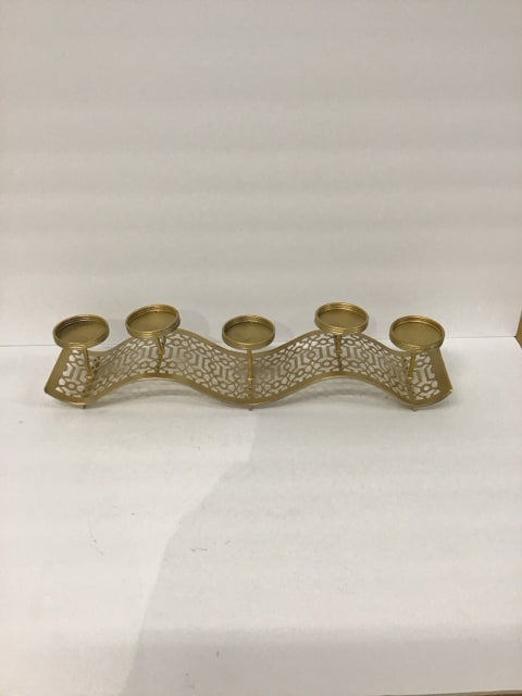 18" 5-Place Gold Metal Candle Holder