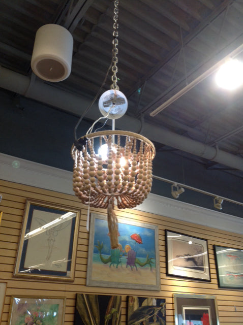 Chandelier- Bo Ho Beaded Wood 2 Bulb