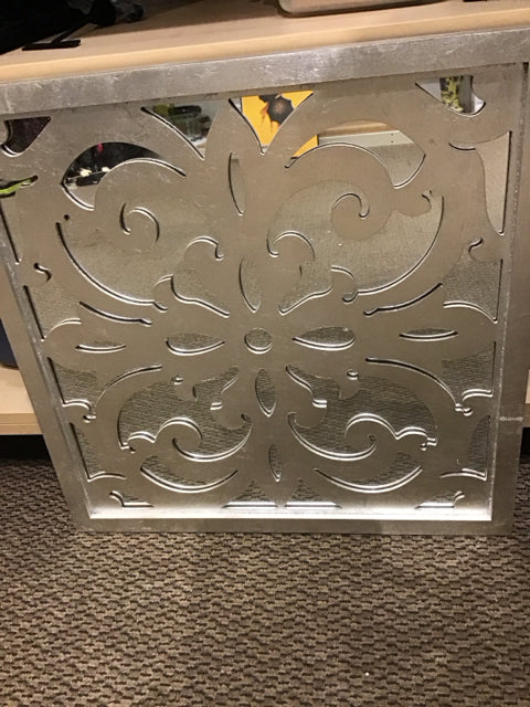 22" Sq. Z Gallerie Palais Plaque Silver Mirror