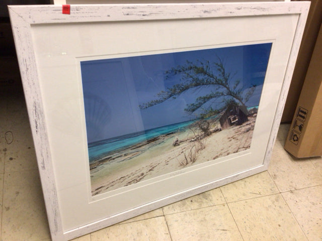 42" X 32" George Rhodes White Framed Beach House Print