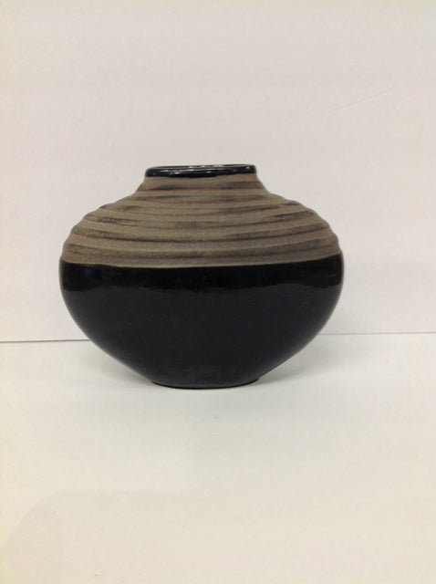 8" Clay Vase w/ Black Ceramic Glaze