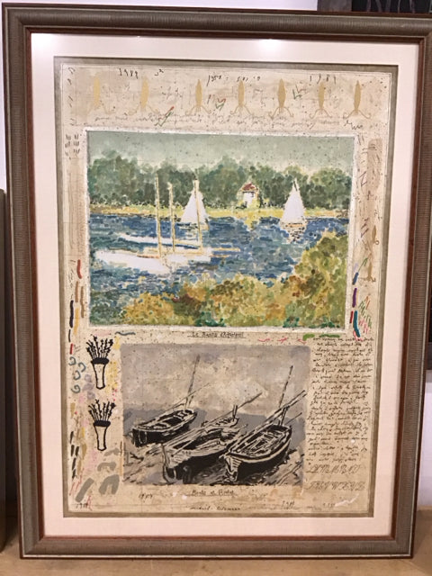 24.5"x32" Fishing Bay Yacht Club Framed Art Signed