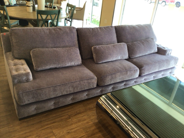 Light Purple Fabric Button Tufted Block Arm Sofa