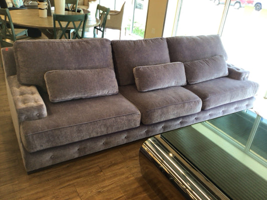 Light Purple Fabric Button Tufted Block Arm Sofa