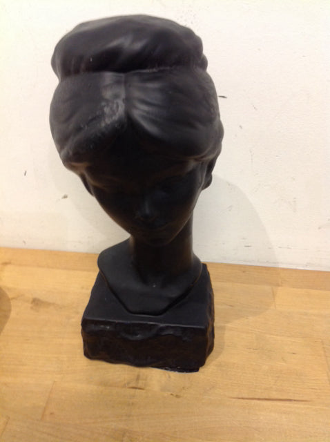 12" Black Female Head On Stand