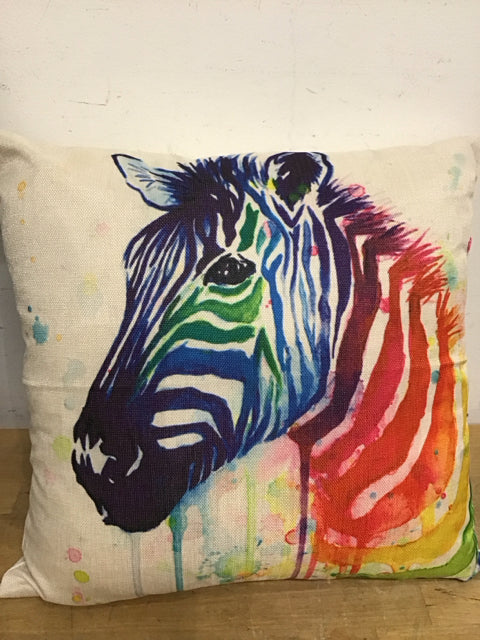 17" Rainbow Zebra Pillow
