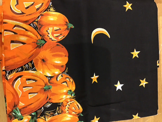 Black & Orange Pumpkin W/Moon-Stars Tablecloth