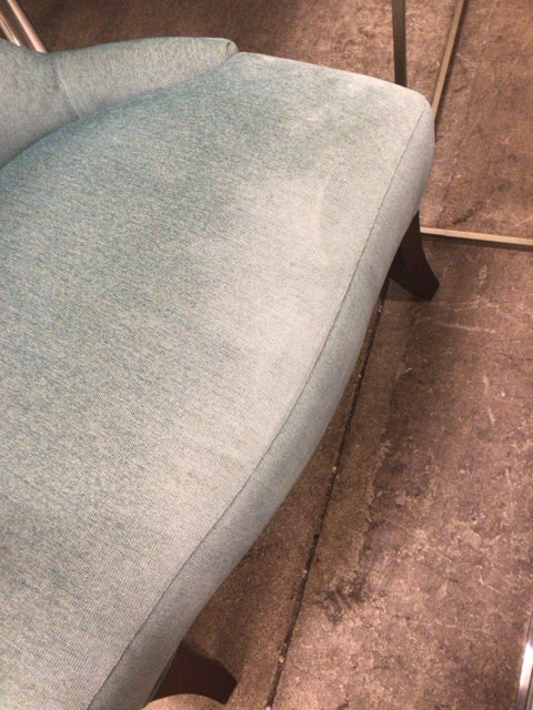 AS-IS Light Blue/Green Button Tufted Fabric Armless Chair(Light Fading/Wear)