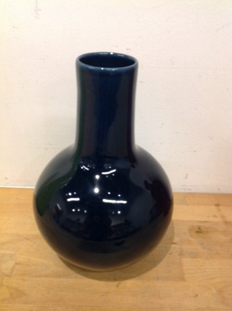 Vase- 12" Navy Ceramic