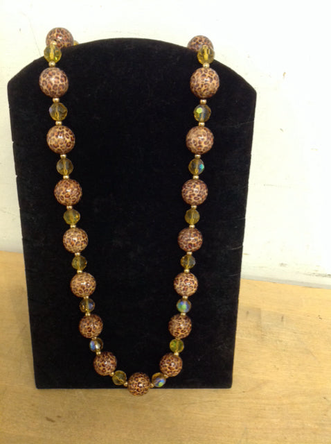 Leopard & Clear Bead Necklace