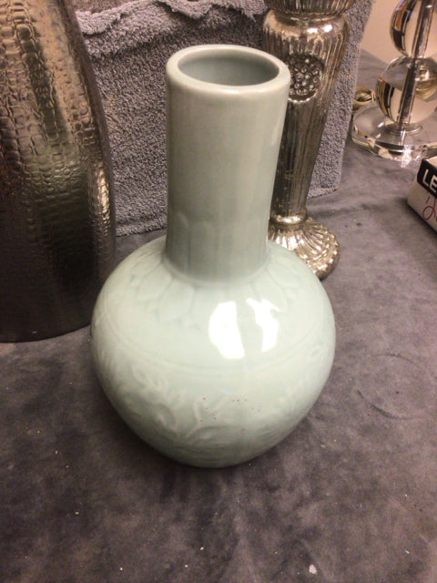 10" Light Blue Ceramic Vase