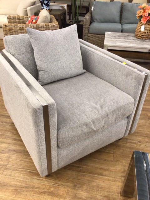 Aria Designs Grey Fabric Arm Chair W/Pillow