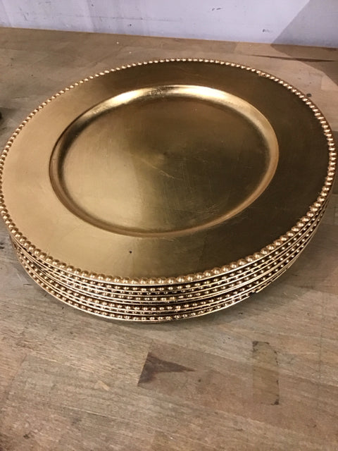 Set Of 8 Gold Beaded Chargers