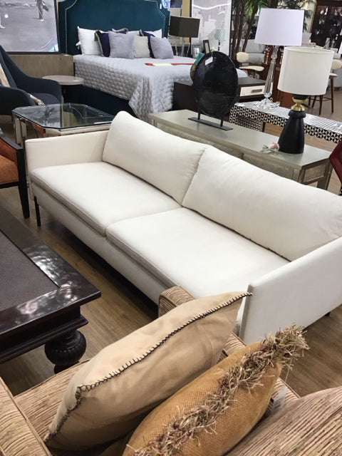 Tan Upholstered Sofa Black Metal Feet