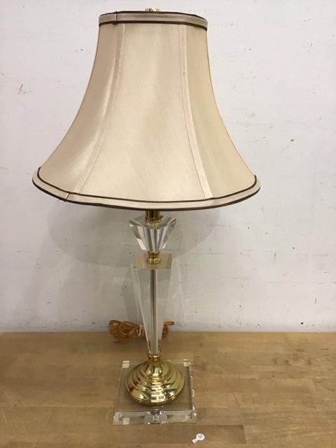 27" Square Crystal Column Table Lamp