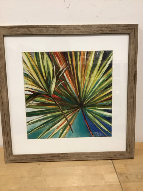 18"Sq Framed Palm Frons