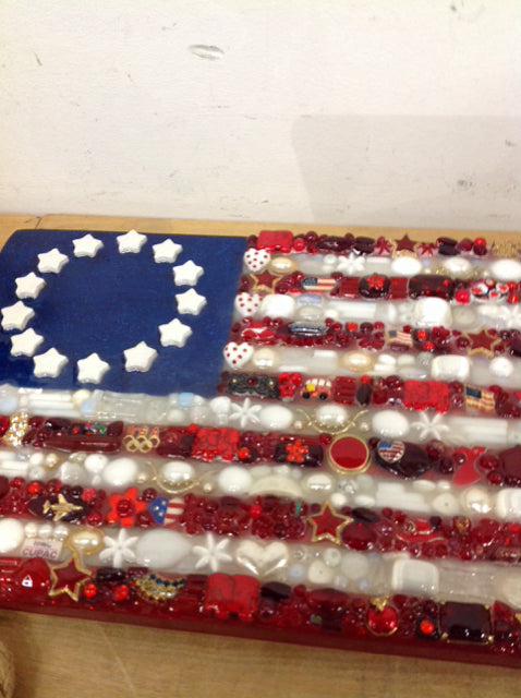 16" X 9" American Flag By Susan David