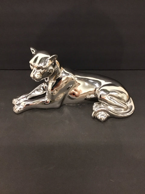 12" Silver Polystone Leopard