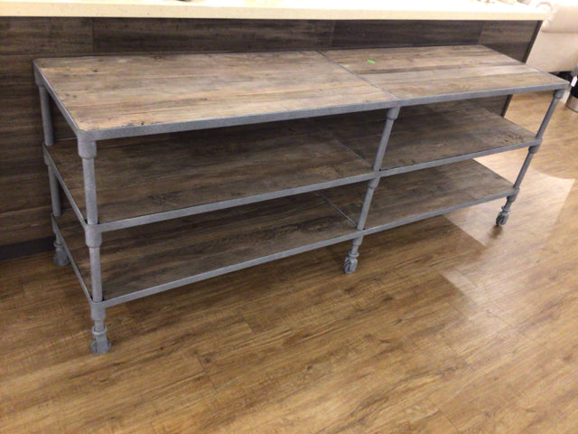 Metal & Wood Three Tier Shelf Unit