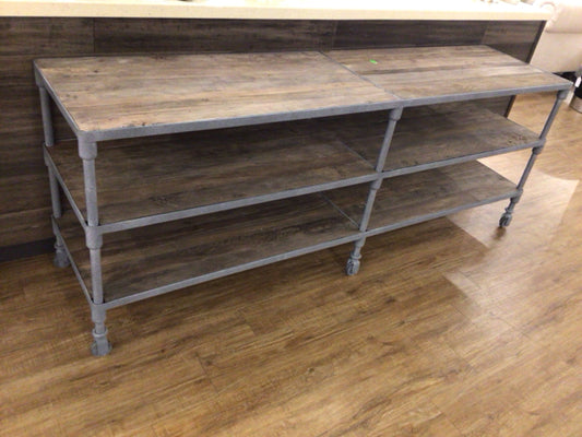 Metal & Wood Three Tier Shelf Unit