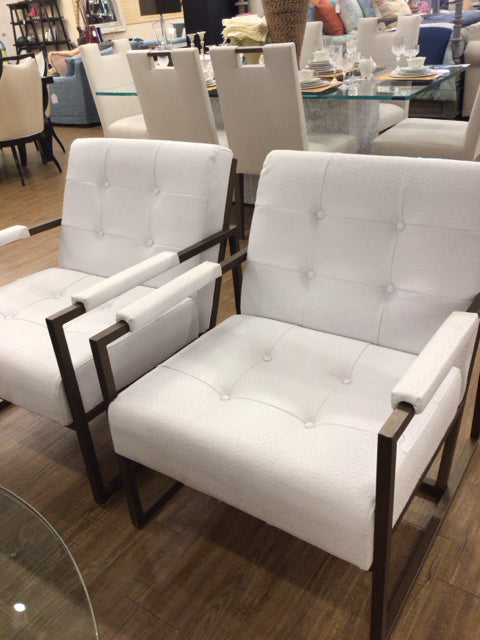 White Ostrich Embossed Vinyl Chair