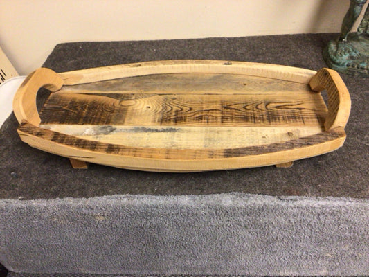 22 1/8" Oval Wood Tray W/Handles