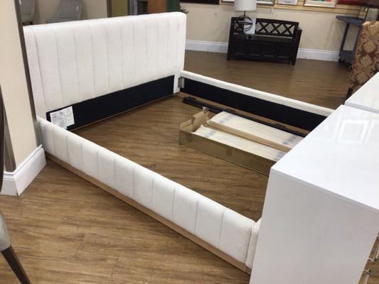 CB2 Forte Channeled White Performance Fabric King Bed