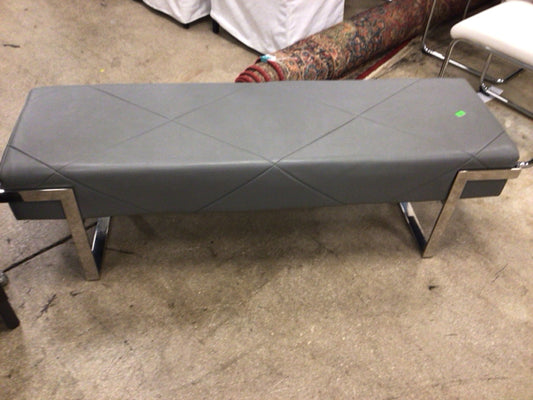 Grey Leather Bench