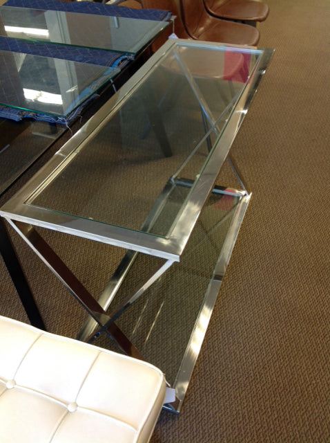 47x18" Chrome Console w/Glass AS-IS Scratches