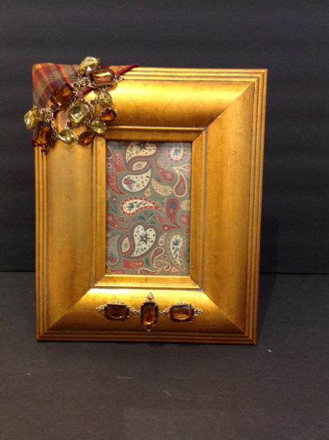 4x6 Gold Wood Frame w/Rhinestone Decor